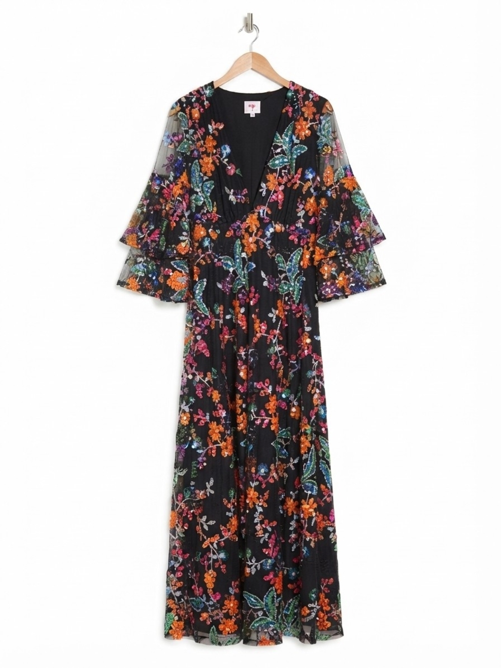 Buddy Love Black Multi Sequin Charmed Maxi Dress Size M